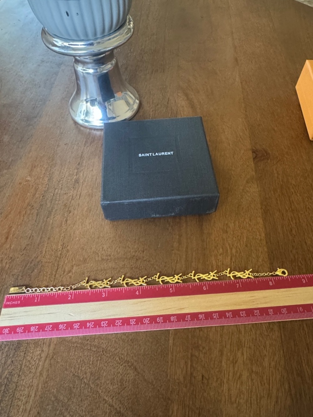 Saint Laurent Gold-Tone YSL Link Bracelet - Picture 2 of 9